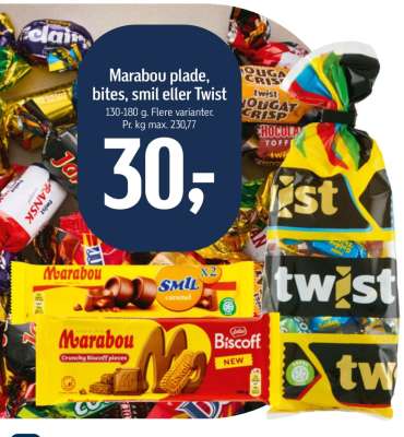 Marabou plade, bites, smil eller Twist