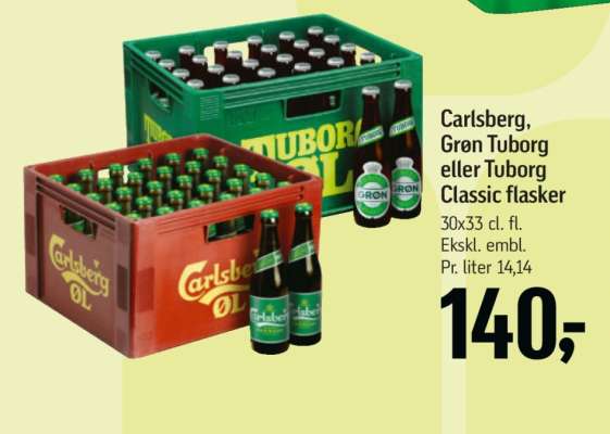 Carlsberg, Grøn Tuborg eller Tuborg Classic flasker