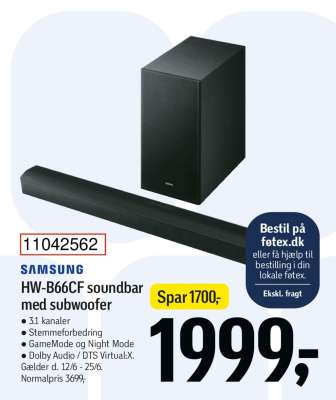 Samsung HW-B66CF soundbar med subwoofer