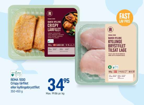 REMA 1000 Crispy lårfilet eller kyllingebrystfilet