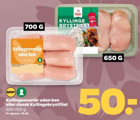 Kyllingeoverlår uden ben eller dansk kyllingebrystfilet