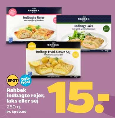 Rahbek indbagte rejer, laks eller sej