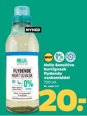 Hello Sensitive hurtigvask flydende vaskemiddel