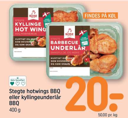 Stegte hotwings BBQ eller kyllingeunderlår BBQ