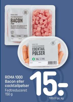 REMA 1000 Bacon eller cocktailpølser