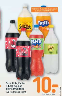 Coca-Cola, Fanta, Tuborg Squash eller Schweppes