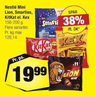 Nestlé Mini Lion, Smarties, KitKat el. Kex