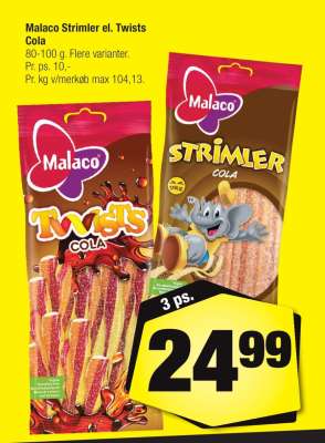 Malaco Strimler el. Twists Cola
