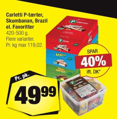 Carletti P-tærter, Skumbanan, Brazil el. Favoritter