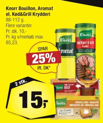 Knorr Bouillon, Aromat el. Kød&Grill Krydderi
