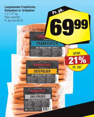Langelænder Frankfurter, Ostepølser el. Grillpølser