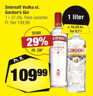Smirnoff Vodka el. Gordon's Gin