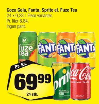 Coca Cola, Fanta, Sprite el. Fuze Tea