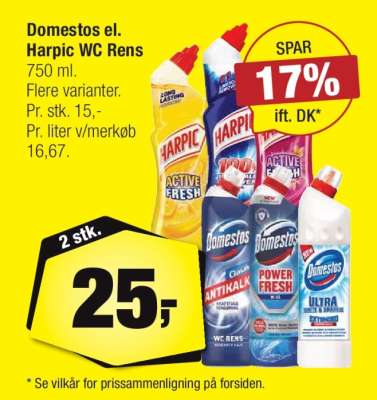 Domestos el. Harpic WC-Rens