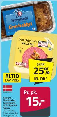 Stryhns Grovhakket Leverpostej el. 3-Stjernet Salami