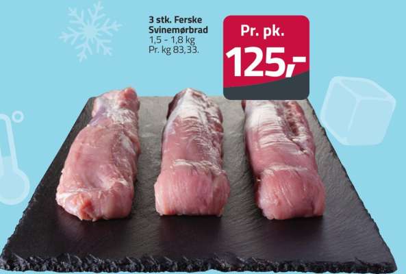 3 stk. Ferske Svinemørbrad