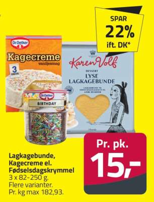 Lagkagebunde, Kagecreme el. Fødselsdagskrymmel