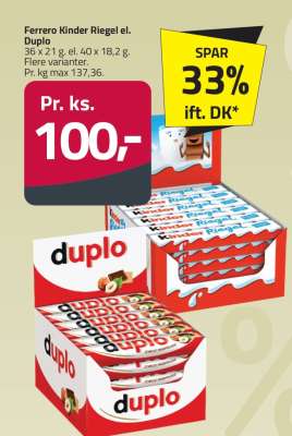 Ferrero Kinder Riegel el. Duplo