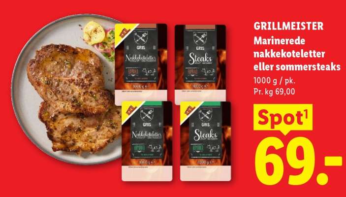 GRILLMEISTER Marinerede nakkekoteletter eller sommersteaks