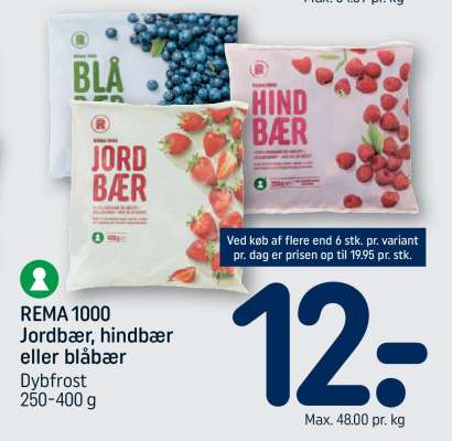 REMA 1000 jordbær, hindbær eller blåbær