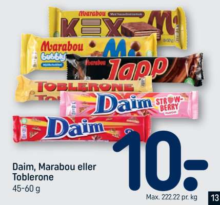 Daim, Marabou eller Toblerone