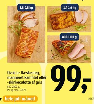 Ovnklar flæskesteg, marineret kamfilet eller -skinkeculotte af gris