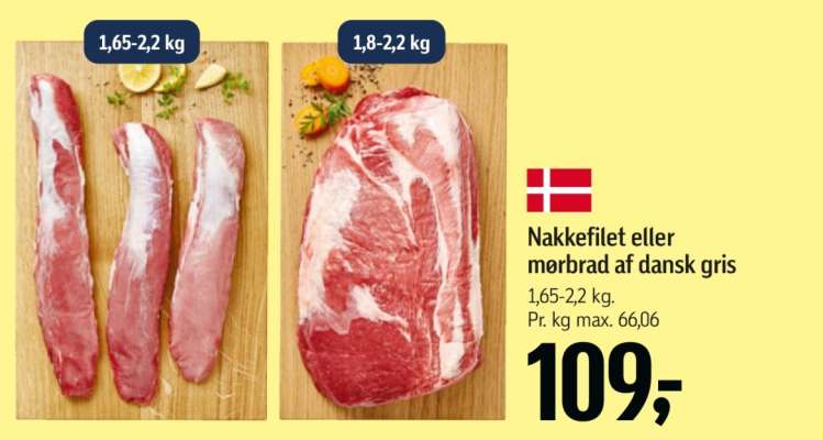 Nakkefilet eller mørbrad af dansk gris