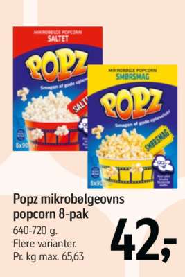 Popz mikrobølgeovns popcorn 8-pak