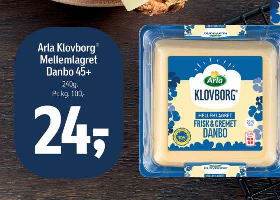 Arla Klovborg Mellemlagret Danbo 45+