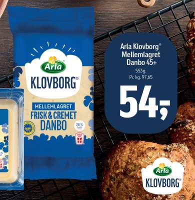 Arla Klovborg® Mellemlagret Danbo 45+