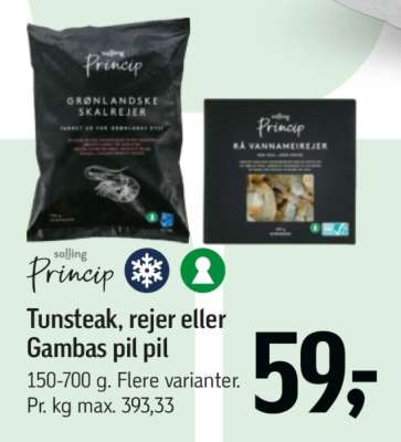 Salling Princip Tunsteak, rejer eller Gambas pil pil