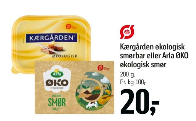 Kærgården økologisk smørbar eller Arla ØKO økologisk smør