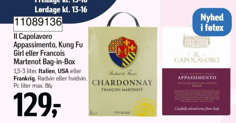 Il Capolavoro Appassimento, Kung Fu Girl eller Francois Martenot Bag-in-Box