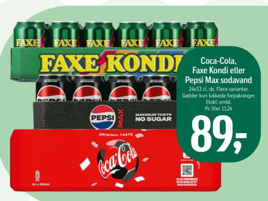 Coca-Cola, Faxe Kondi eller Pepsi Max sodavand