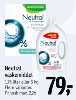 Neutral vaskemiddel