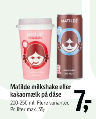 Matilde milkshake eller kakaomælk på dåse