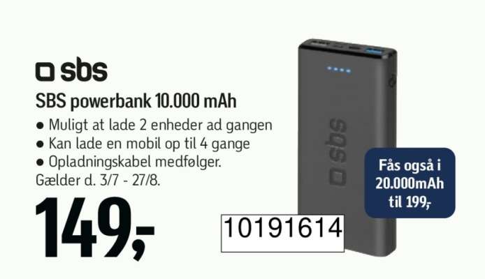 SBS powerbank 10.000 mAh
