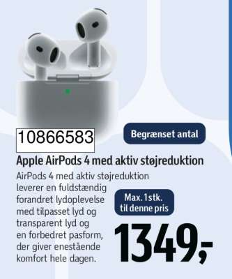 Apple AirPods 4 med aktiv støjreduktion