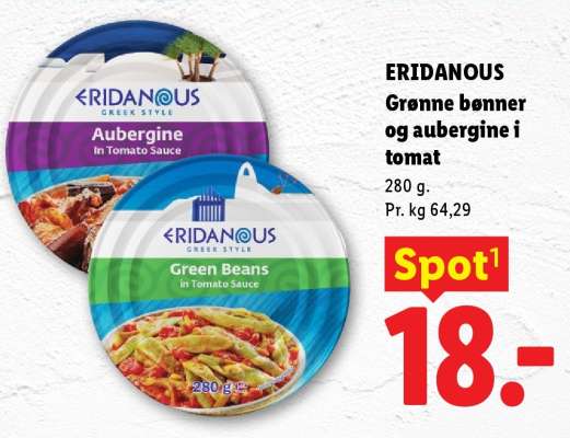ERIDANOUS Grønne bønner og aubergine i tomat