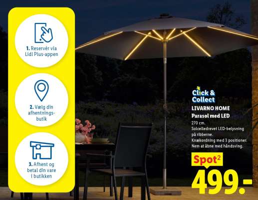LIVARNO HOME Parasol med LED