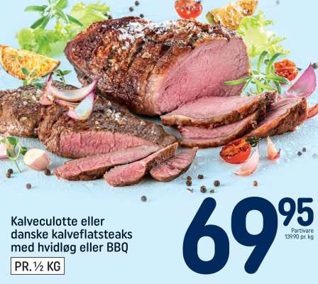 Kalveculotte eller danske kalveflatsteaks med hvidløg eller BBQ