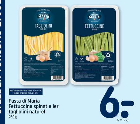 Pasta di Maria Fettuccine spinat eller tagliolini naturel