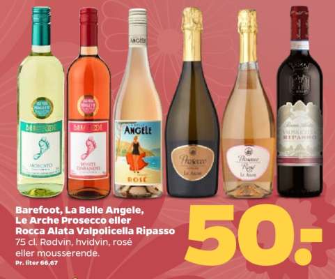Barefoot, La Belle Angele, Le Arche Prosecco eller Rocca Alata Valpolicella Ripasso