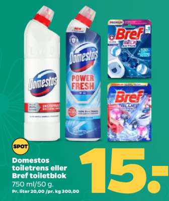 Domestos toilet cleaner or Bref toilet block