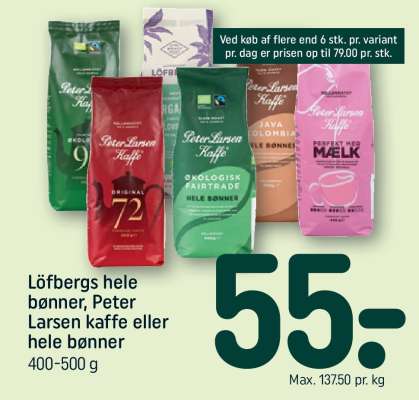Löfbergs hele bønner, Peter Larsen kaffe eller hele bønner