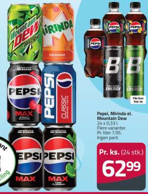 Pepsi, Mirinda el. Mountain Dew