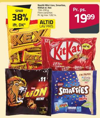 Nestlé Mini Lion, Smarties, KitKat el. Kex