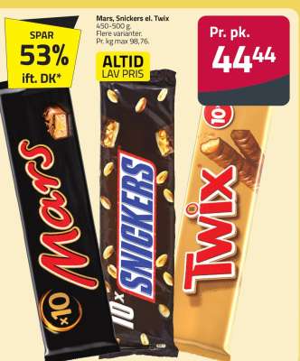 Mars, Snickers el. Twix