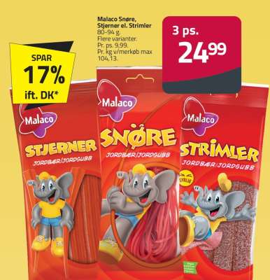 Malaco Snøre, Stjerner el. Strimler