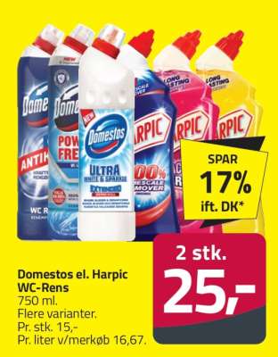 Domestos el. Harpic WC-Rens